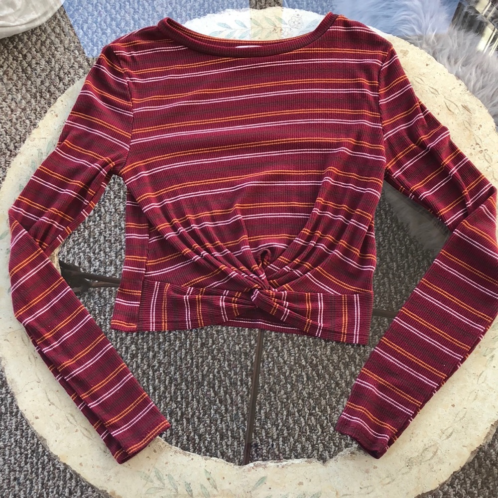 Striped maroon long sleeve